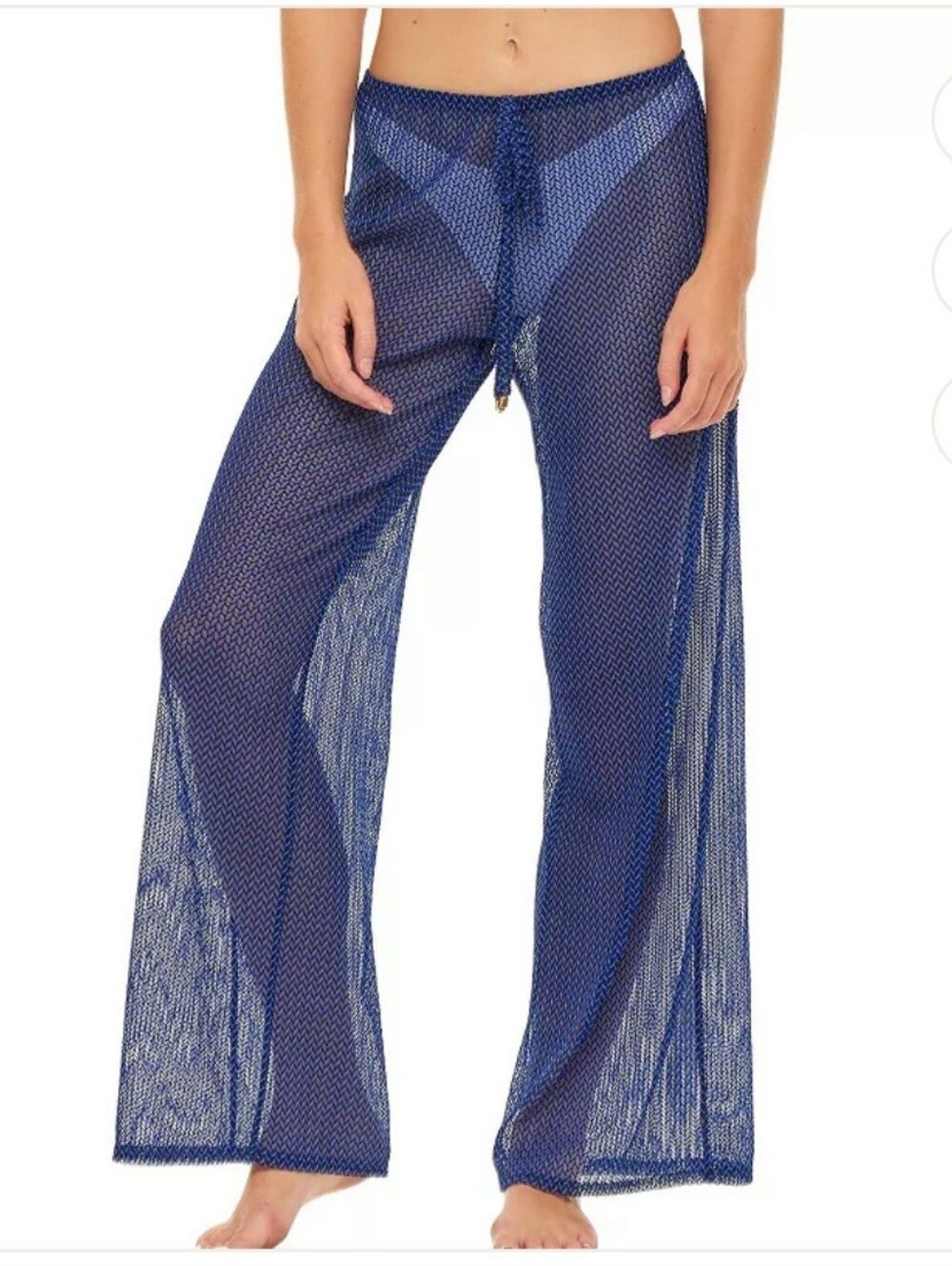 Jordan Taylor Navy Blue Mesh Wide Leg Beach Cover Up Pants XL